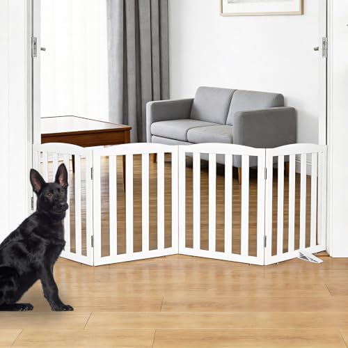 Freestanding Dog Gate Indoor, Doggie Gate Foldable Dog Gates by SFJC