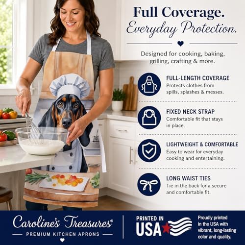 Caroline's Treasures Black and Tan Coonhound The Chef Apron Cooking Kitchen - Image 4