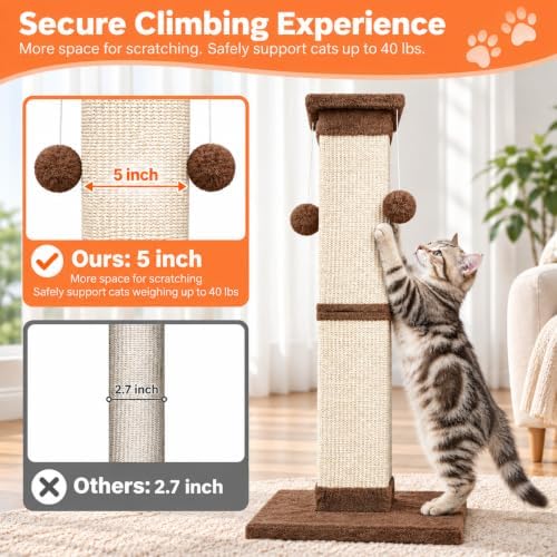 SOCATER Cat Scratching Post 33 Inch Nature Sisal Cat Scratch Post - Image 6