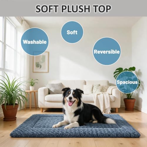 Large Size Washable Non‑deformable Rose-Velvet Comfort Dog Crate Mat - Image 6