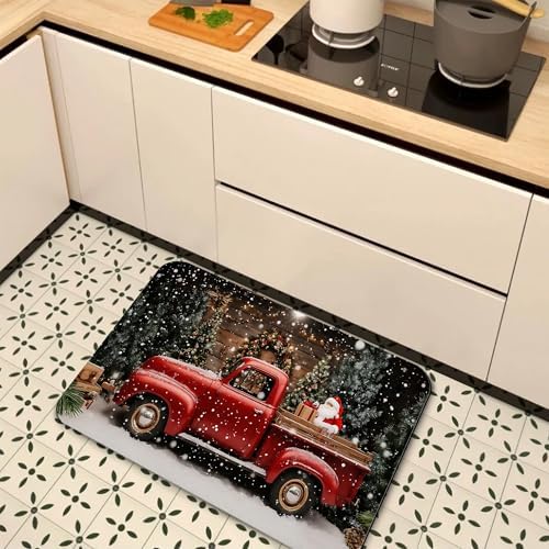 Christmas Red Truck Bathroom Rugs, Non Slip Quick Dry Winter Farmhouse Bath Mats - Image 7
