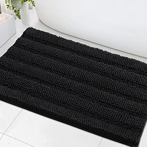 H.VERSAILTEX Bath Mats for Bathroom Non Slip Extra Thick Chenille Striped Bath by HVERSAILTEX