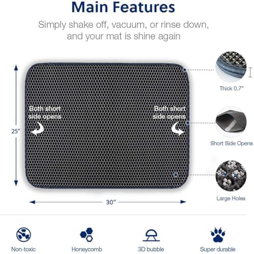 WePet Cat Litter Mat, Kitty Litter Trapping Mat, Honeycomb Double Layer Mats - Image 4