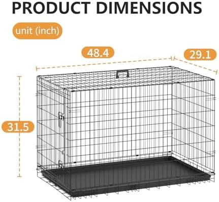 FDW | 48" Foldable Metal Dog Crate | Dark Black | Cage - Image 6