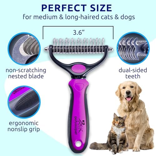 Pat Your Pet Deshedding Brush & Metal Comb Grooming Combo - Image 7