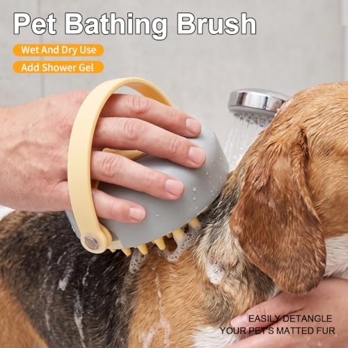 Yellow Dog Bath Brush for Bathing&Shedding Dog Shampoo Brush - Image 2
