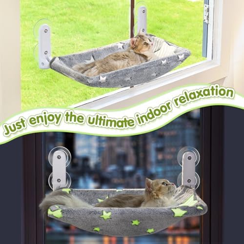 Zoratoo Glow in the Dark Cat Window Perch, Foldable Cordless Pet Hammock - Image 7
