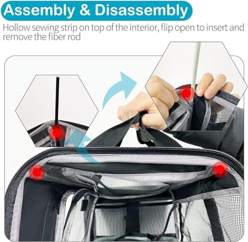 Wakytu Airline Approved Pet Carrier, Collapsible Cat Carrier, Expandable Dog - Image 6