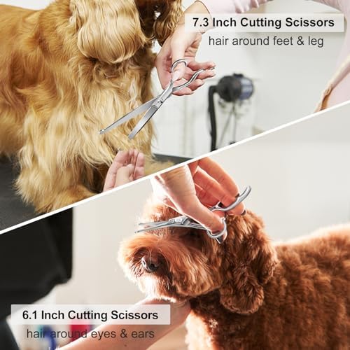 CIICII Dog Grooming Scissors Kit, 7 Inch Safety Pet Cat Shears Set - Image 5