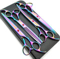 KINGSTAR 7.0in Titanium Rainbow Professional Pet Grooming Scissors Set by Smithking
