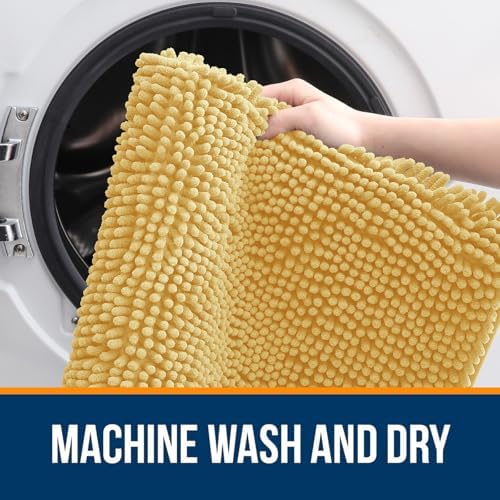 OLANLY Toilet Rugs U-Shaped 24x24, Soft Absorbent Chenille Contour Rugs - Image 5