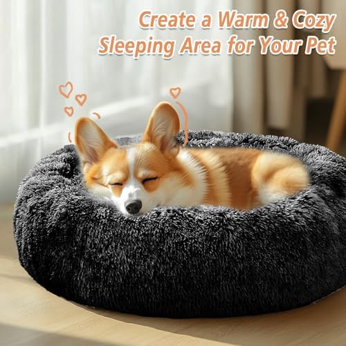 JOLLYVOGUE Dog Bed, Calming Anti-Anxiety Large Dog Bed, Fluffy Donut Cushion - Image 4