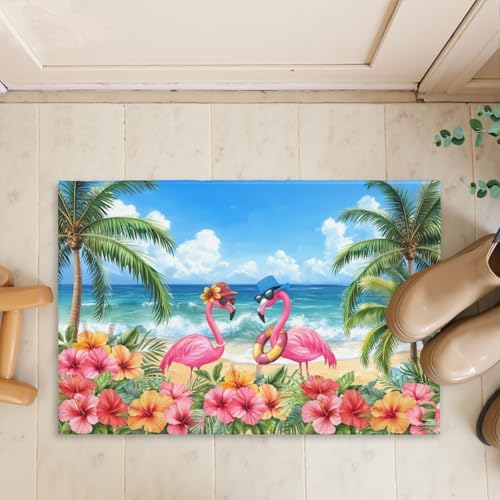 Giwawa Summer Flamingos Bath Rug Tropical Beach Extra Soft Shower Mat 16x24 - Image 7