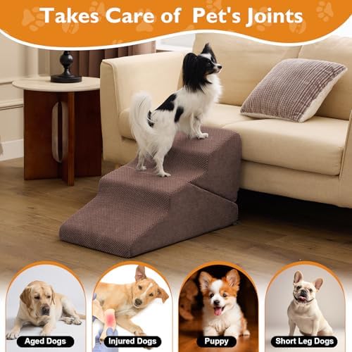 Ahpmeoa Dog Stairs for Small Dogs 16’’ H, 3-Step Dog Steps for Bed - Image 5