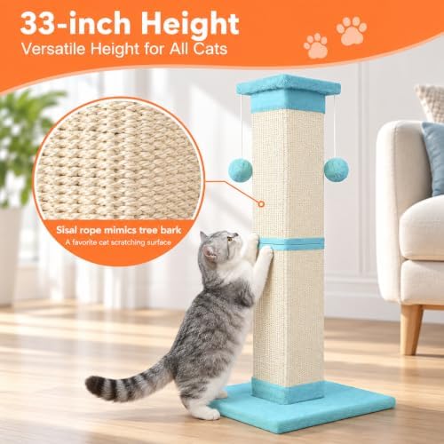 Cat Scratching Post 33 Inch Nature Sisal Cat Scratch Post - Image 7