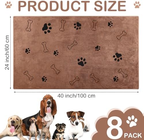 Chumia 8 Pcs Dog Towel for Drying, 40 x 24 Inch, Dog Paw and Bone - Image 2