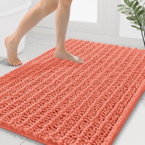 Smiry Bathroom Rugs 40X32, Extra Soft Rubber Backing Chenille Bath Mats by Smiry