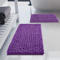 Luxury Chenille Lavender Bathroom Rugs Sets 2 Piece, Thickened Hot Melt Rubber by HVERONNEX