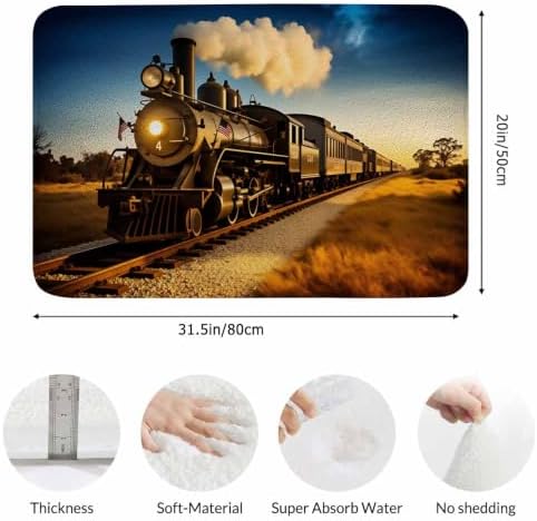 Train Bath Rugs Microfiber Bathroom Mat Soft Plush Shaggy Shower Mat - Image 3