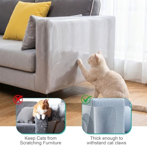 Cat Scratch Furniture Protector, 196.9" x 17.7" Thickened Transparent - Image 2