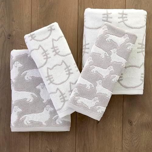 SKL Home Cat Hand Towel Set-2pc, 100% Cotton, Reversible - Image 4
