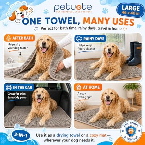 Pet 2-in-1 Dog Towel & Bath Mat – Ultra Soft, Absorbent & Quick-Drying Dog Towel - Image 3