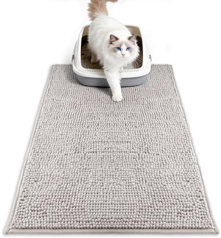 Pieviev Soft Chenille Cat Litter Box Mat, Ultra Absorbent by Pieviev