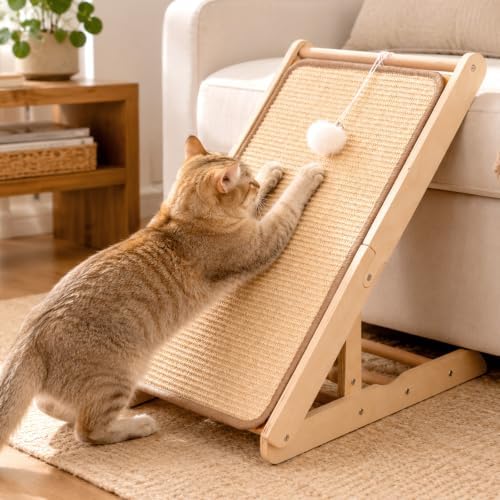 CHEERHOME PETS Sisal Cat Scratcher Ramp Adjustable L Shape Scratching Post by CHEERPALS