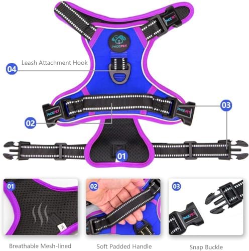 PHOEPET Upgraded No Pull Dog Harness, Reflective Adjustable Vest - Image 3