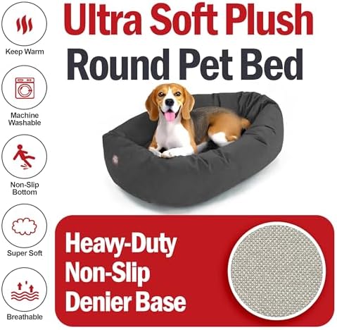 Majestic Pet 32 Inch Suede Calming Dog Bed Washable – Cozy Soft Round Dog Bed - Image 6