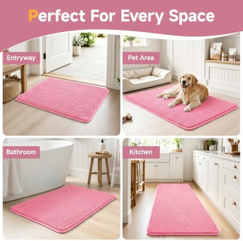 Ophanie Pink Bathroom Rugs Sets 2 Piece, Soft Chenille Bath Mat, Non Slip - Image 7