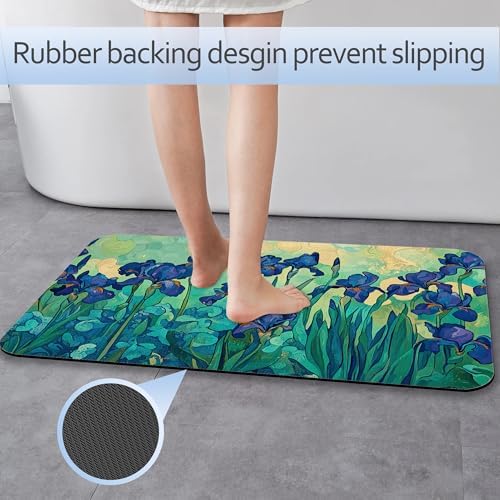 Bathroom Rug 29.5"x17", Retro Purple Flowers Bath Mat - Image 3