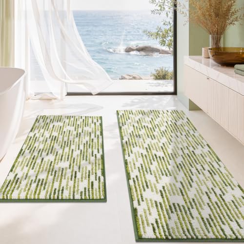 BSICPRO Bathroom Rugs Sets 2 Piece, Modern Bath Mat 20"x47"+20"x32" by BSICPRO