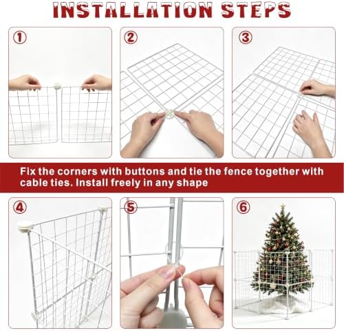 16Pcs 12" Christmas Tree Fence,Christmas Picket Around Tree, White - Image 3