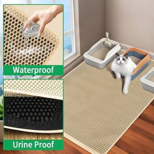 GRELY XL 47 x 28 Extra Large Double Layer Cat Litter Mat, Kitty Box Mat - Image 6