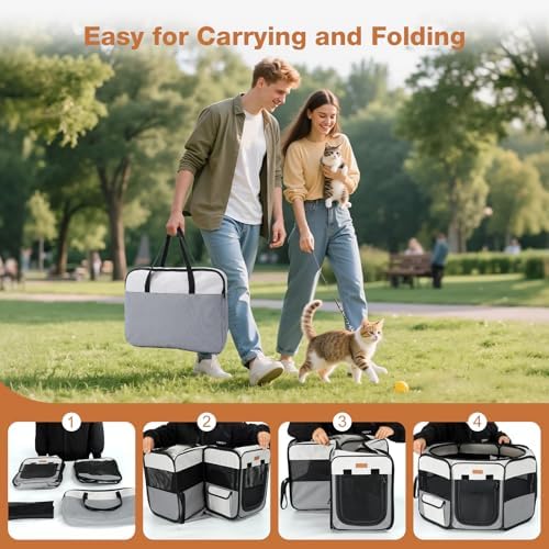 Lekereise Portable Cat Playpen, 2-in-1 Dog Playpen Indoor Outdoor - Image 6