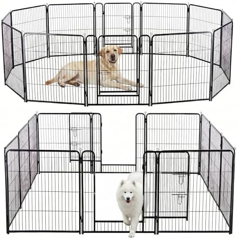 NEWBULIG Dog Playpen 12 Panels 32 Inch Indoor Outdoor Metal Dog Fence Pen by NEWBULIG