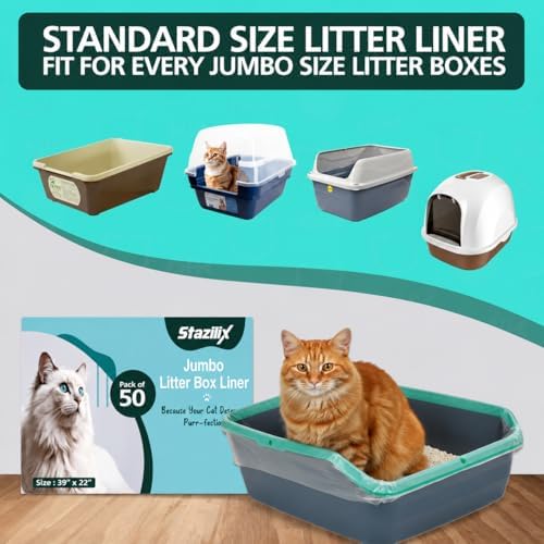 50 Count Jumbo Litter Box Liners, 39x22 Inches – Extra Thick, Heavy Duty - Image 2