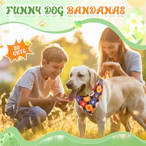 60 Pcs Holiday Dog Bandanas Bulk Paw Prints Funny Dog Bandanas Adjustable Dogs Bibs Triangle Scarf Pet Costume Cute for Small to Large Pet(Paw Prints, Medium) - Image 5