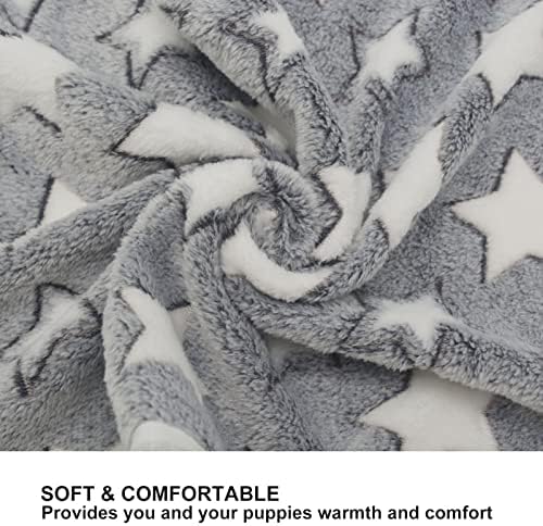 1 Pack 3 Puppy Blankets Cat Dog Blankets Super Soft Warm Sleep Mat Grey Star - Image 4