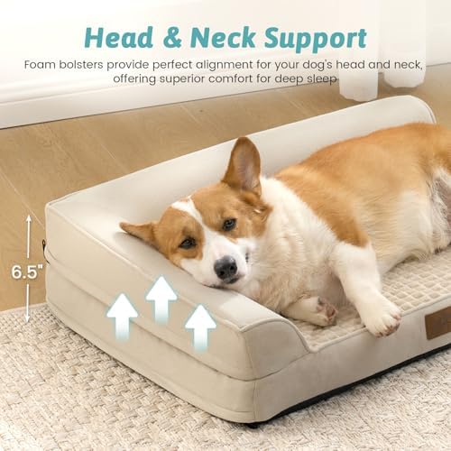 COZY KISS Orthopedic Dog Bed for Large Sized Dogs, L Shaped 36x27 inch - Image 4