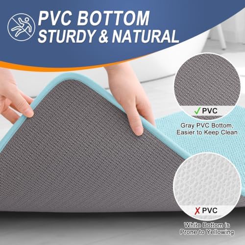 OLANLY Memory Foam Small Bathroom Rugs 24x16, Absorbent Bath Mat, Sky Blue - Image 4