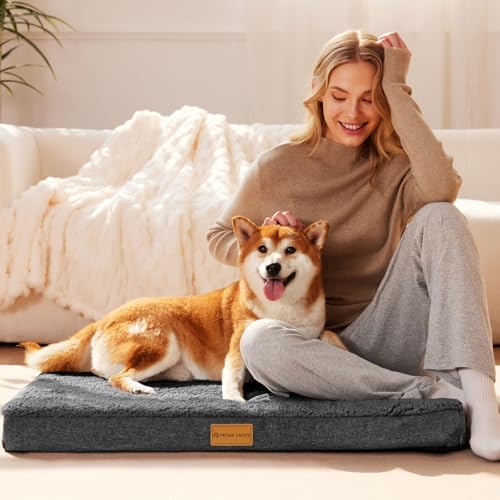 Patas Lague Orthopedic Large Dog Bed Pet Sofa Mat 36''X24'' Dark Grey - Image 2