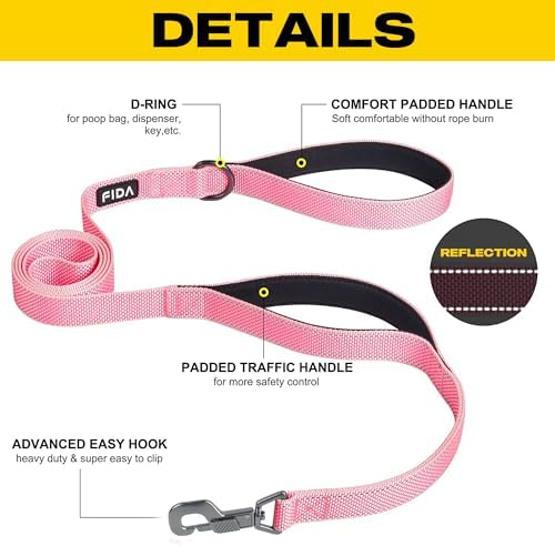 Fida Heavy Duty Dog Leash for Medium Large Dogs, 4 FT, Dual Padded Handles - Image 2