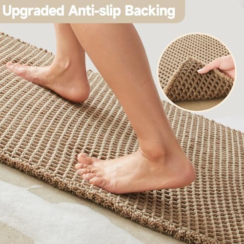 TYUU Waffle Bath Mat, Boho Bathroom Rugs Non Slip, 36x24 Beige - Image 4
