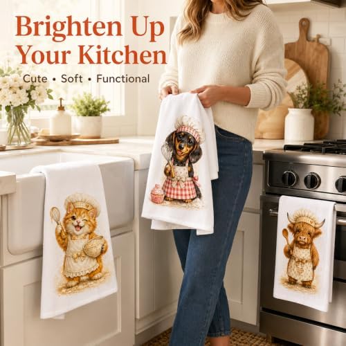 2 Pack Red Flower Kitchen Towels, Floral Decorative Dish Towel Set - Image 2