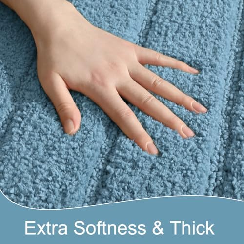 AROGAN Luxury Long Bathroom Runner Rugs 24x60 Inch Bath Rug, Aqua Blue - Image 4