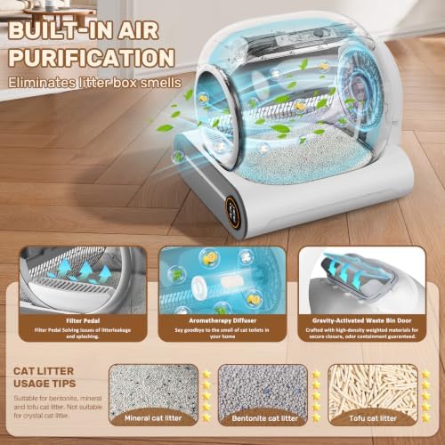 DuckSky Self Cleaning Litter Box, Enclosed Deodorizing Cat Box, App Control - Image 3