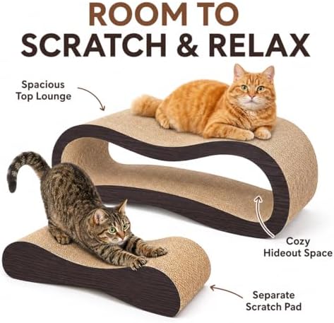 2 in 1 Cat Scratcher Cardboard Lounge Bed, Cat Scratching Post, Durable Board - Image 4