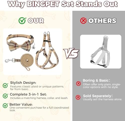 BINGPET No Pull Dog Harness Leash Collar Set, Adjustable Step-in Vest - Image 3